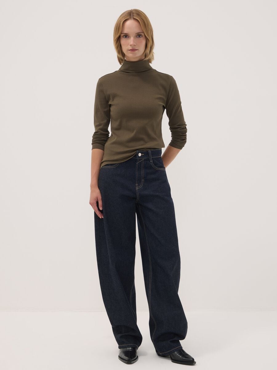 Brown crew-neck pure cotton T-shirt_1