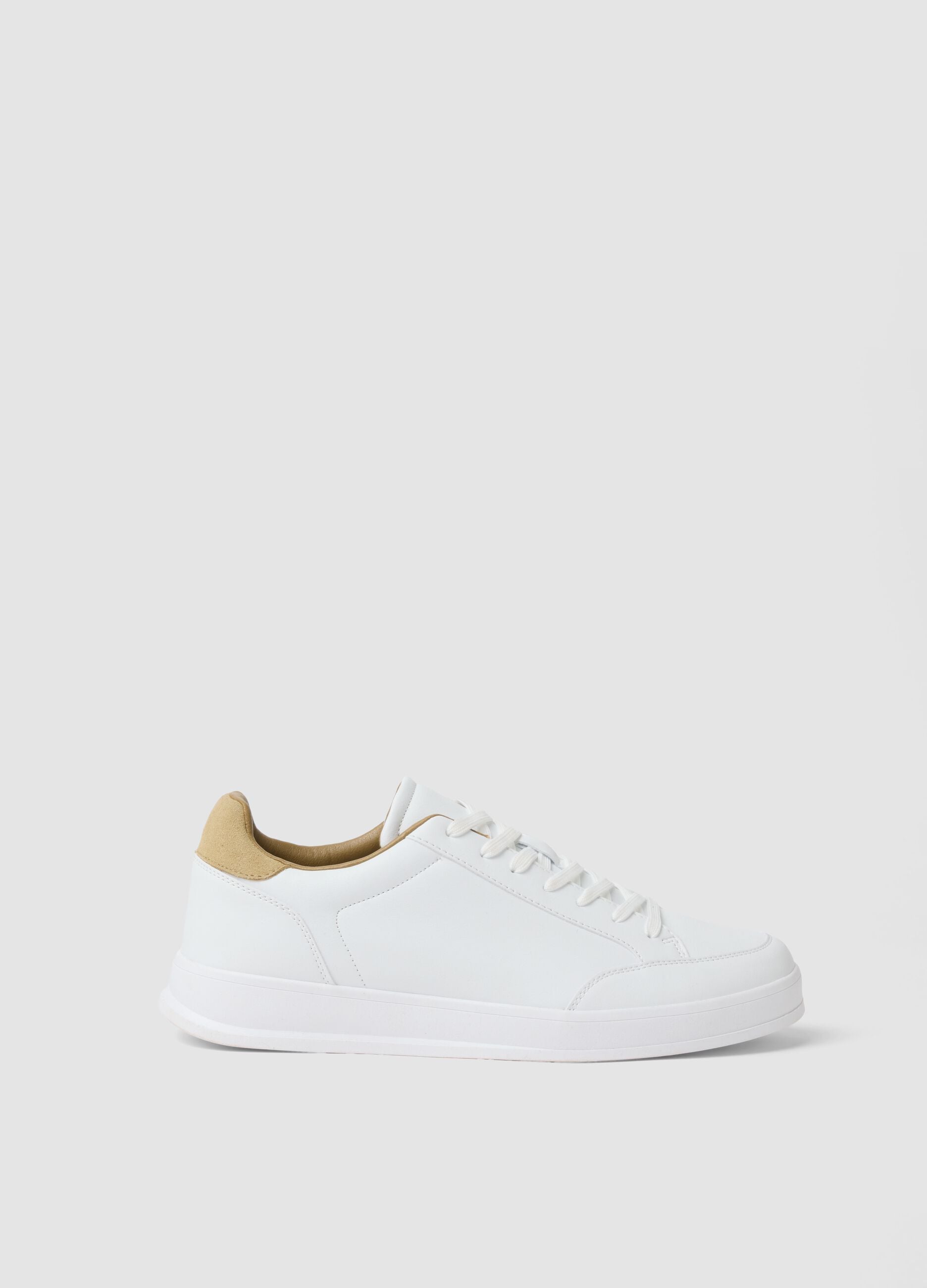 White casual trainers with beige detail