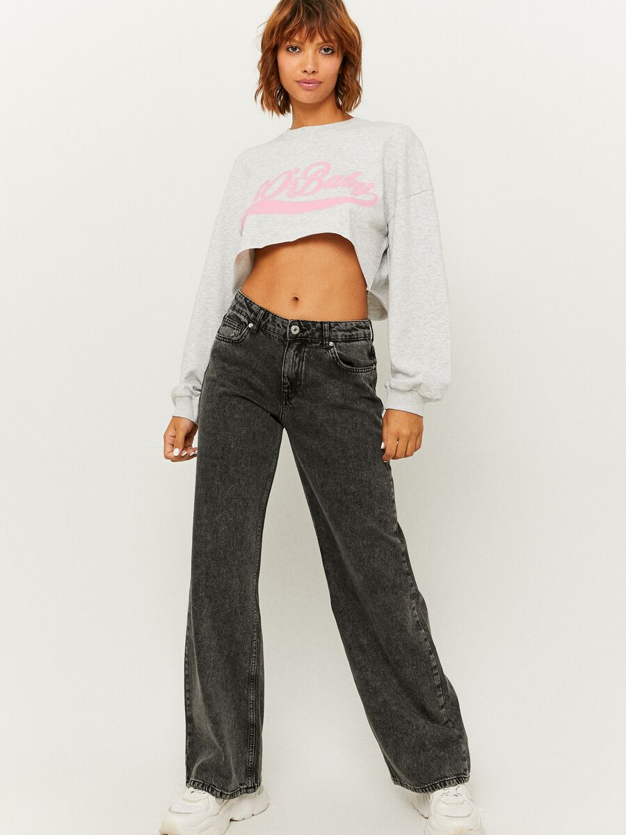 Cropped sweatshirt with lettering print_0