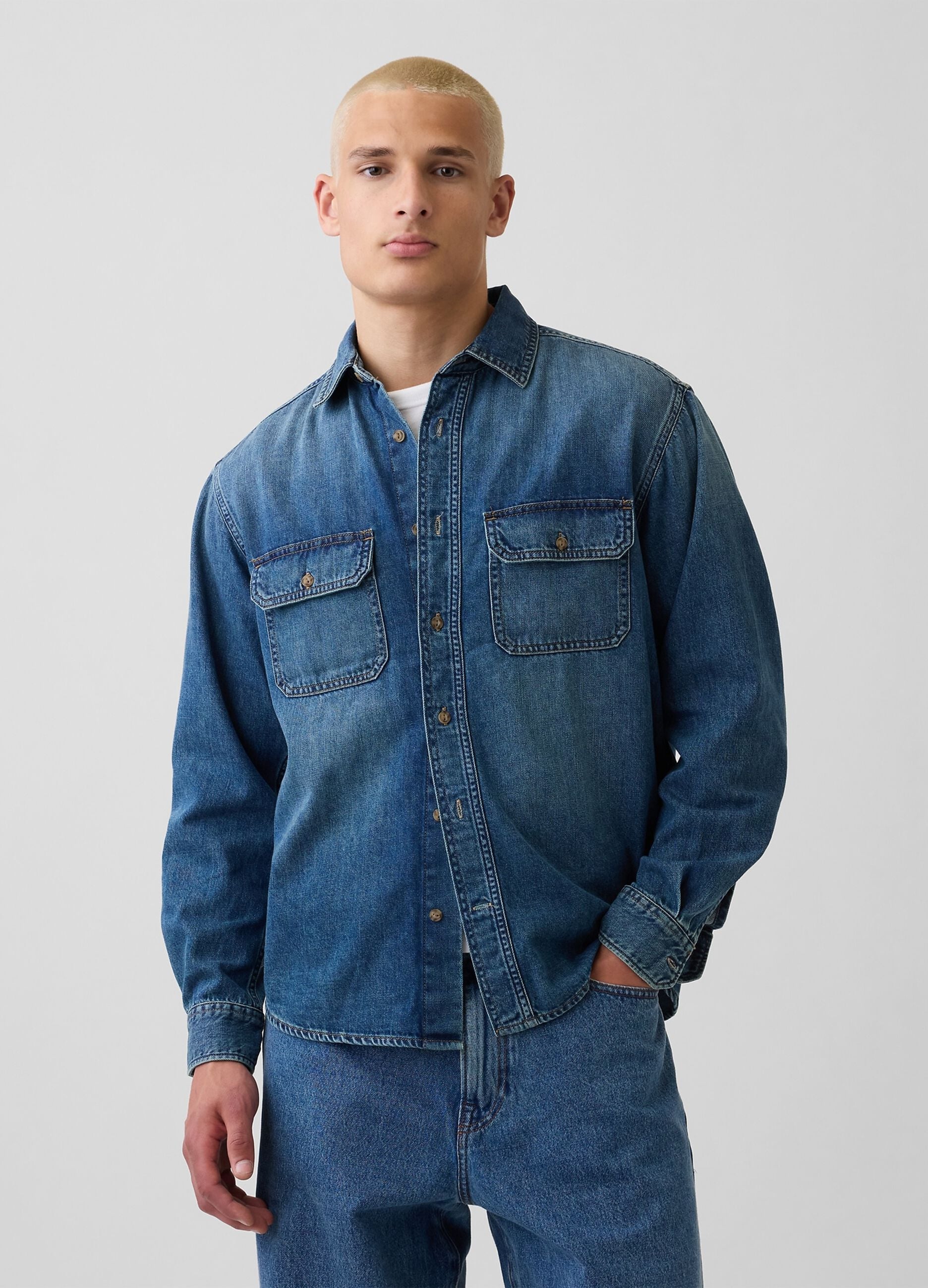 Denimhemd aus Baumwoll- und Lyocell-Mix