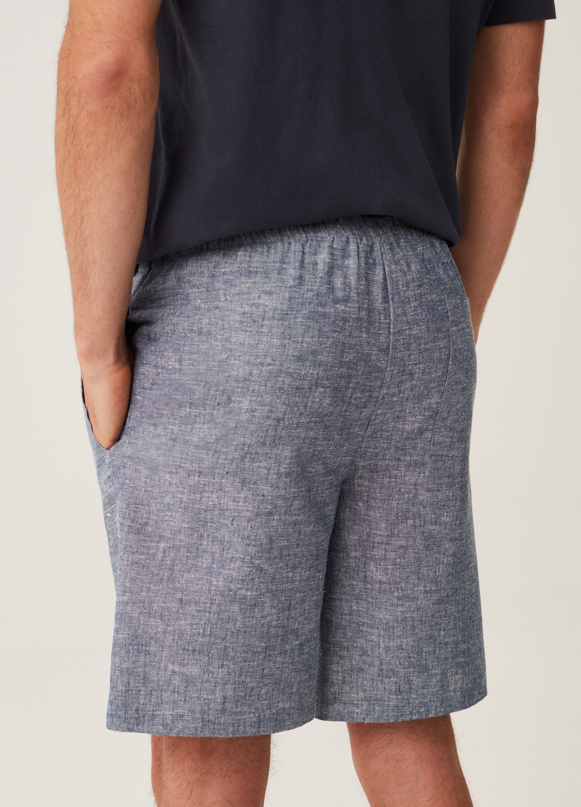Short pyjama bottoms in linen and cotton_2