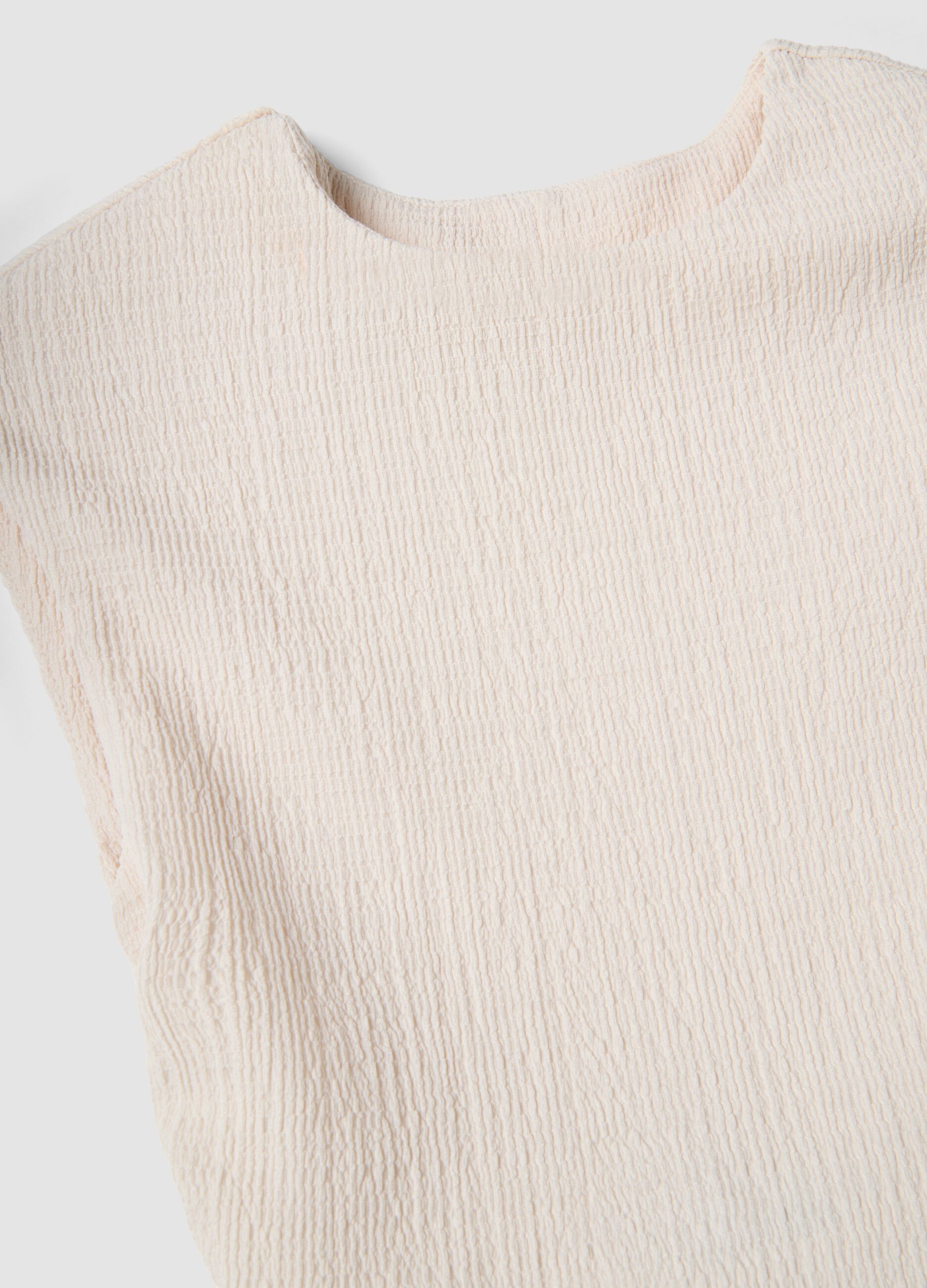 White Stretch Sleeveless Top, Regular Fit