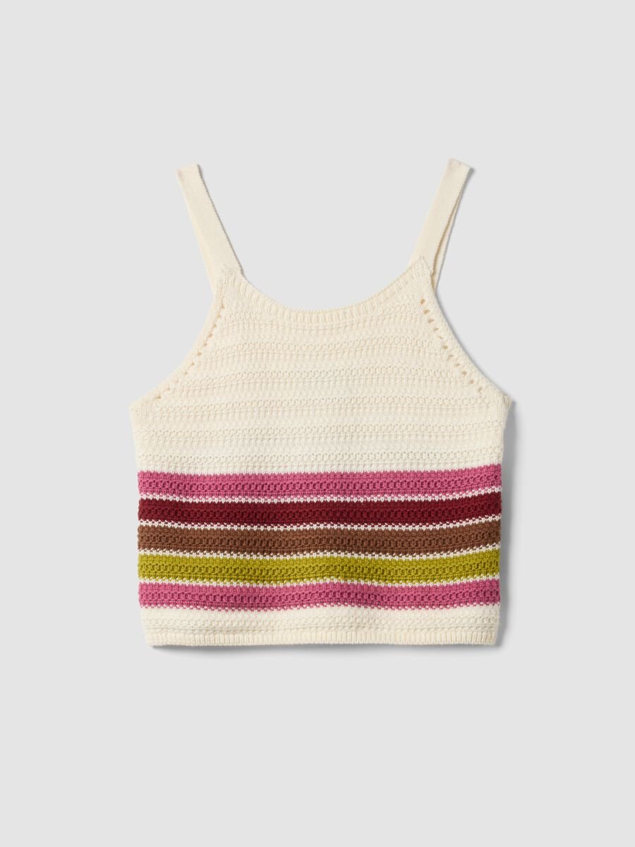 Eng anliegendes, mehrfarbig gestreiftes Stricktop aus reiner Baumwolle_4