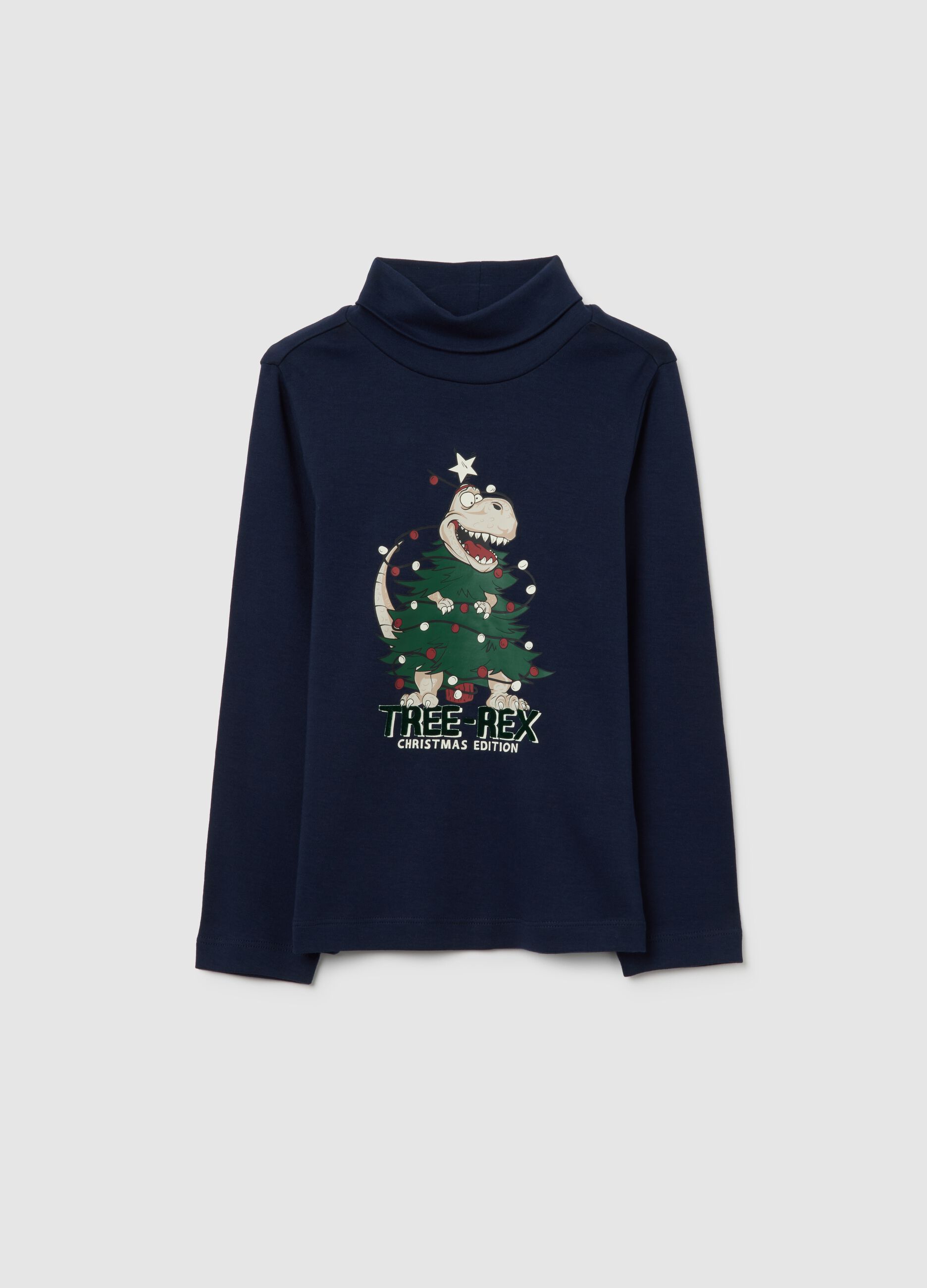 Children's Blue High Neck Pullover in Pure Cotton Regular Fit Print