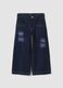 Jeans azuis de algod&atilde;o puro de corte direito com bordados florais para menina_3