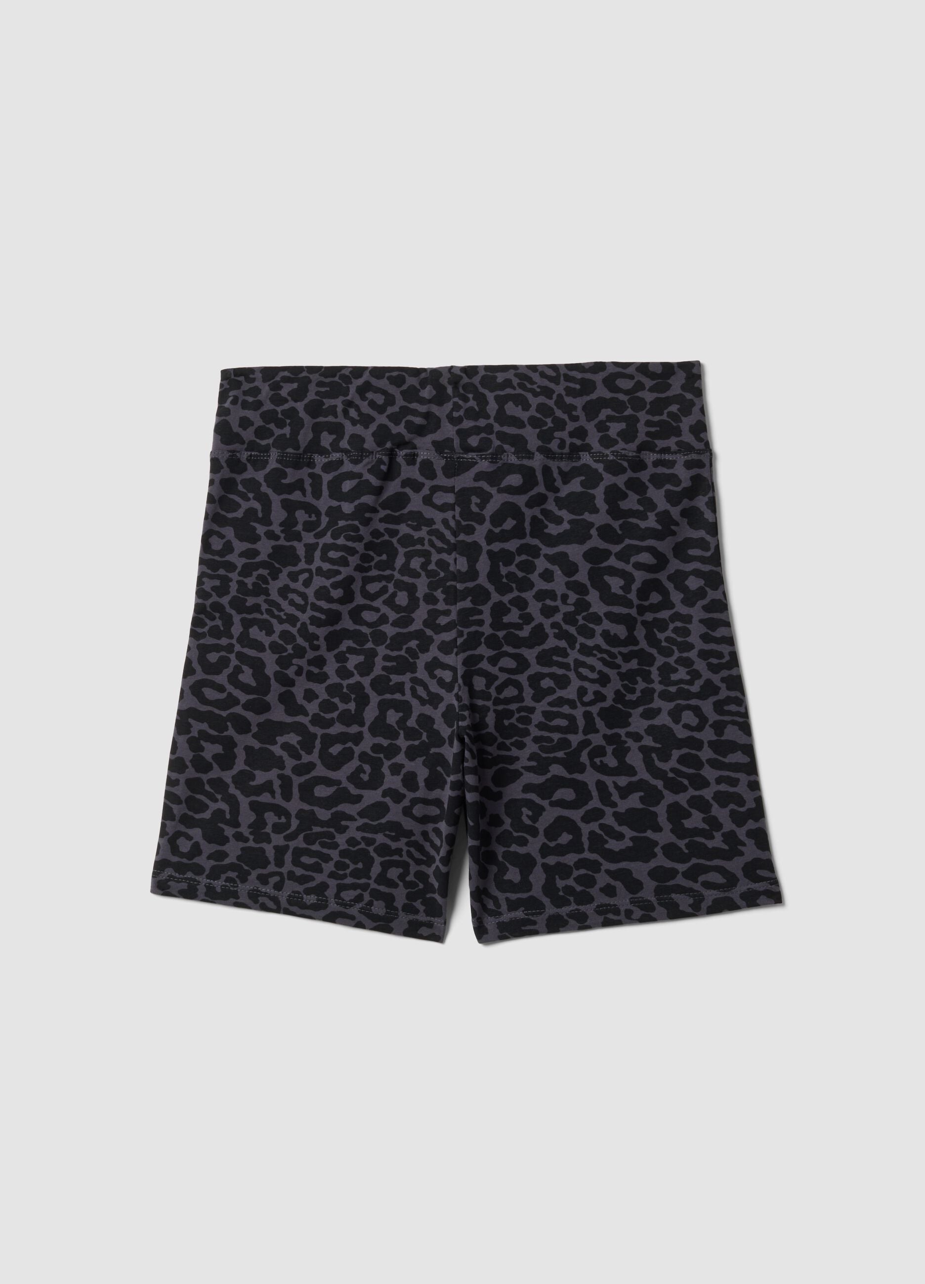 High-waisted black stretch cotton shorts