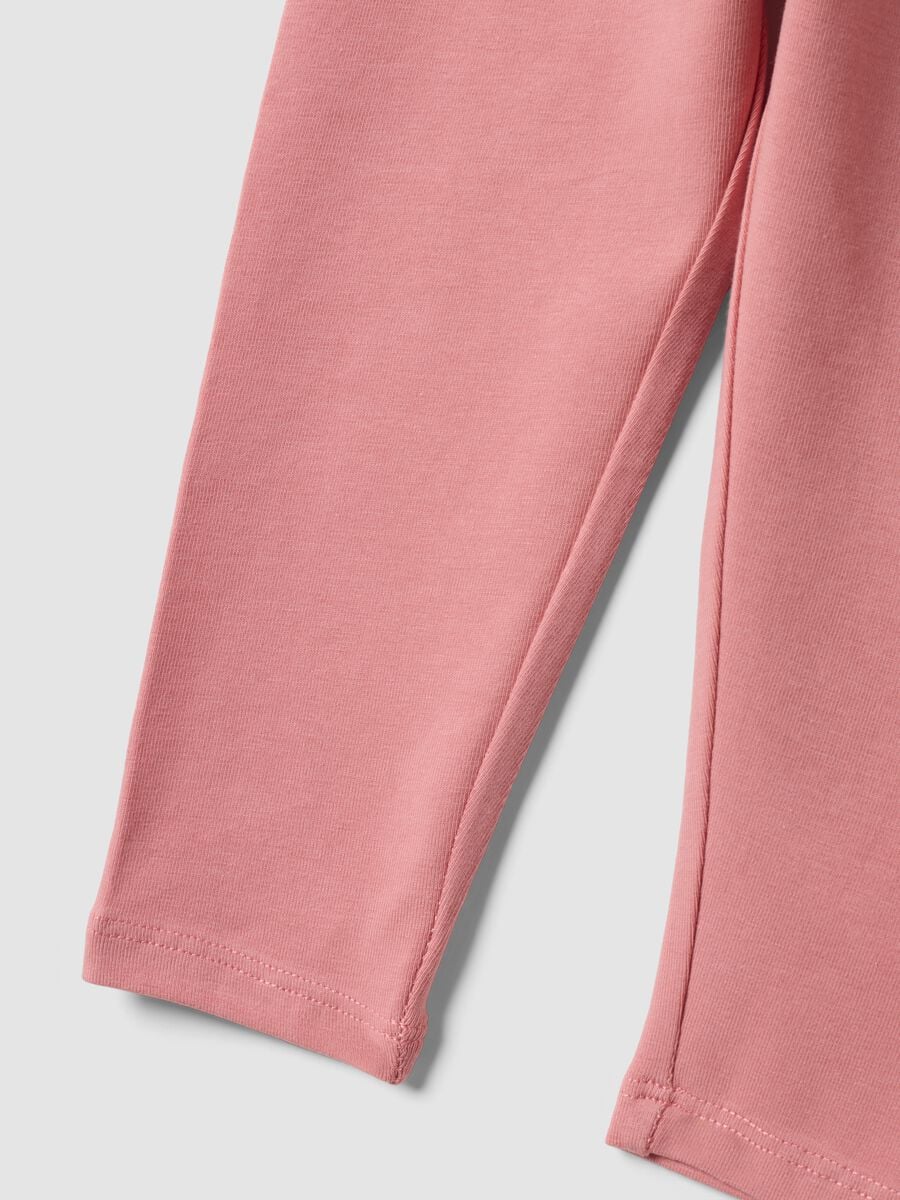 Pink slim-fit stretch organic cotton leggings for baby girl_3