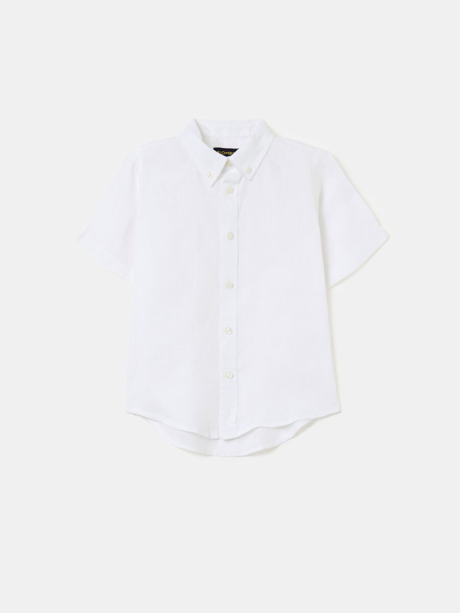Short-sleeved linen shirt_1