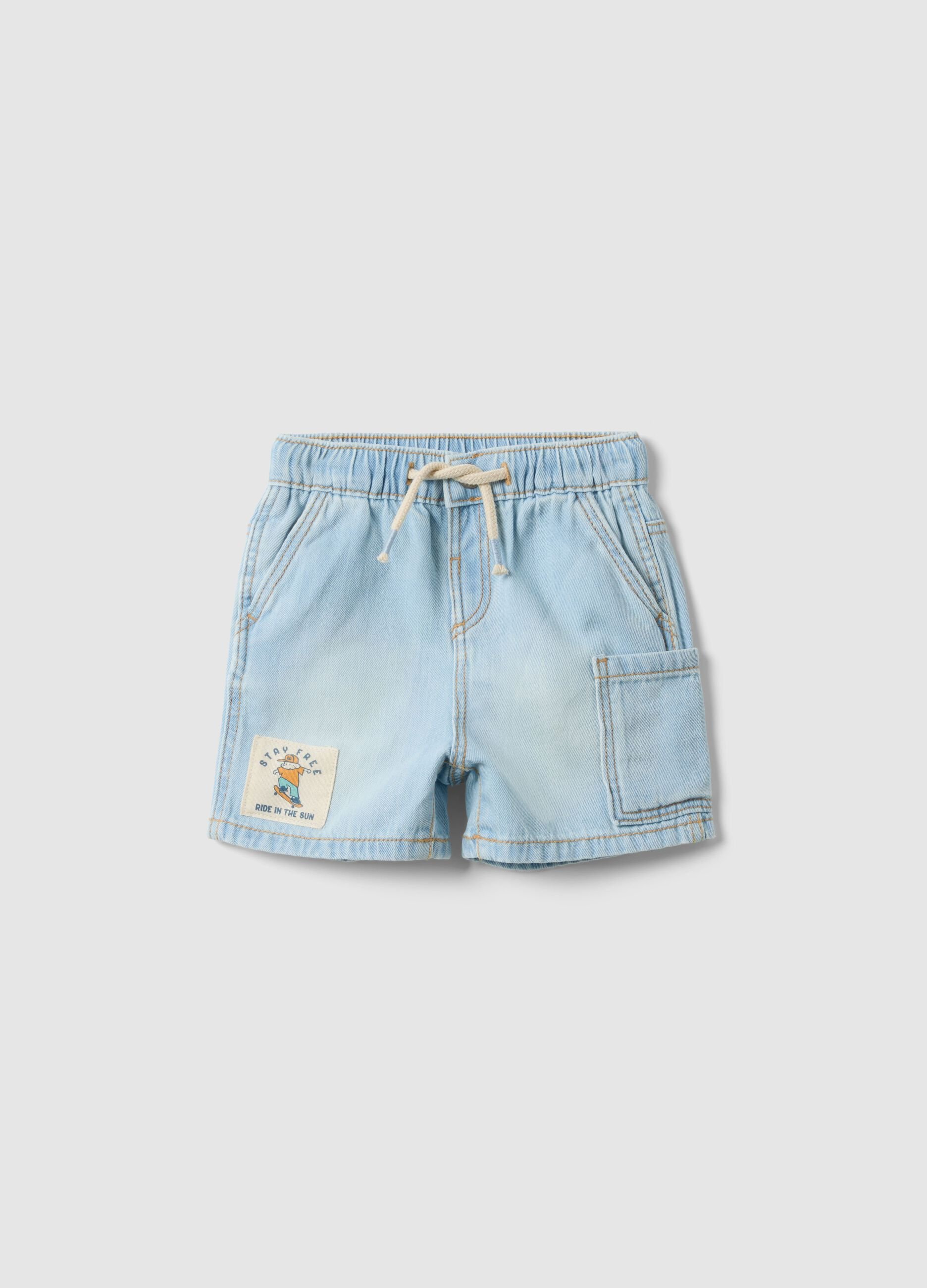 Shorts in puro cotone denim azzurri da bimbo regular fit