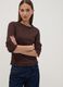 T-shirt marrone in puro cotone a maniche lunghe girocollo regular fit_0