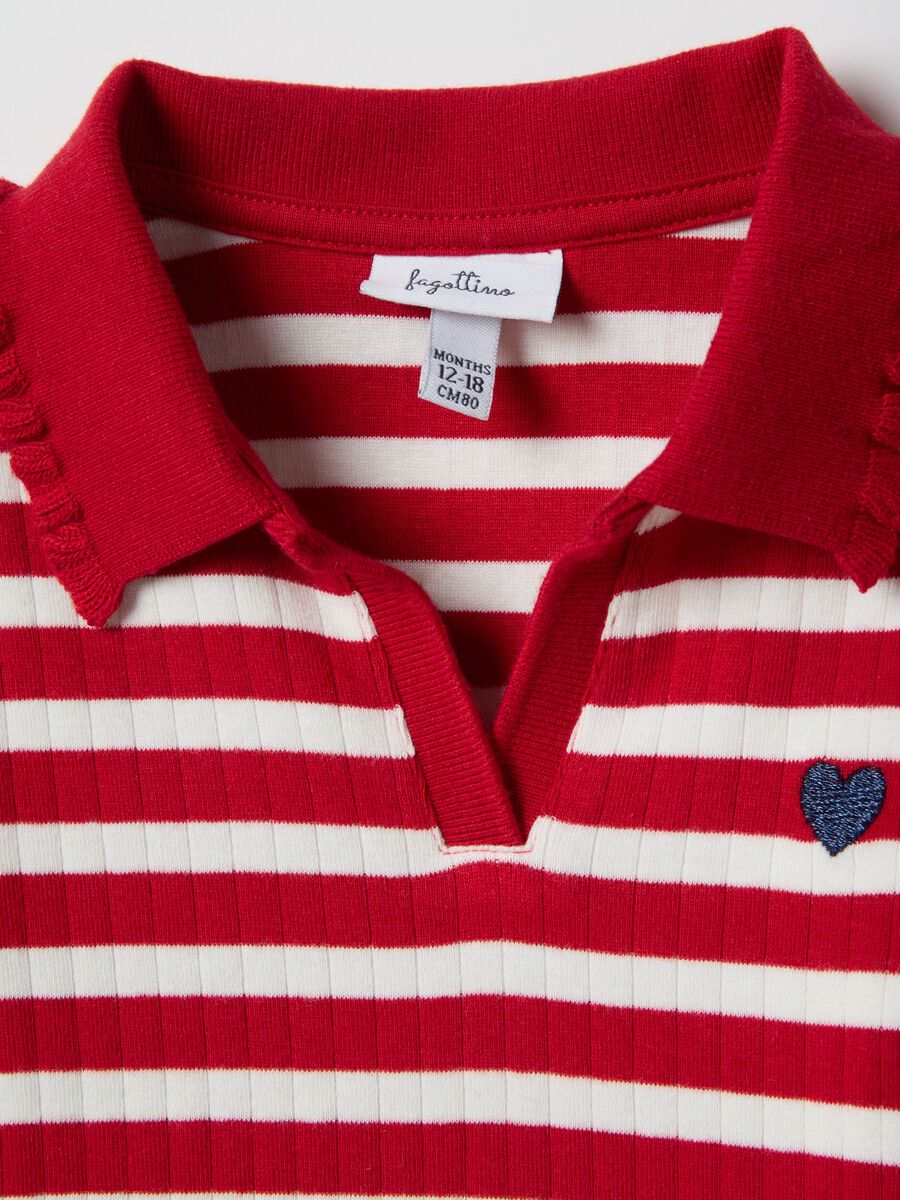 Multicolour cotton blend regular fit polo with bowling collar for girls_2