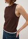 Brown Sleeveless Viscose Blend Tank Top - Regular Fit_0