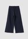 Pantaloni blu in puro cotone a gamba ampia_0