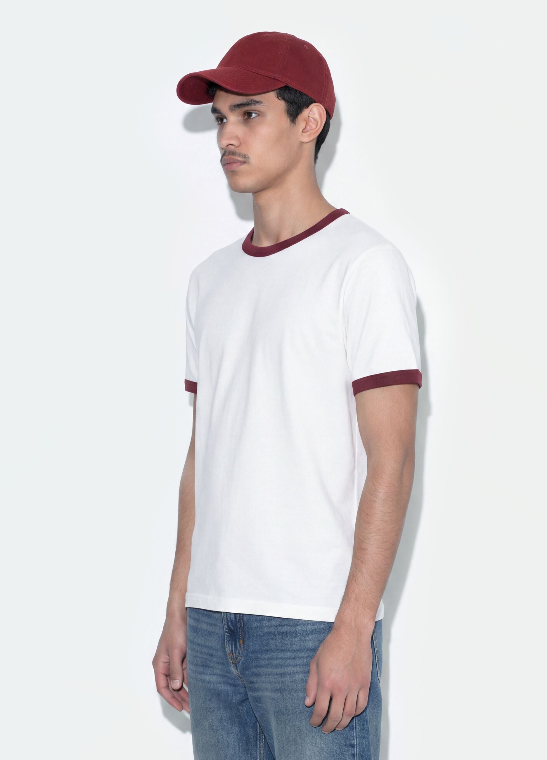 White pure cotton fitted crew-neck T-shirt