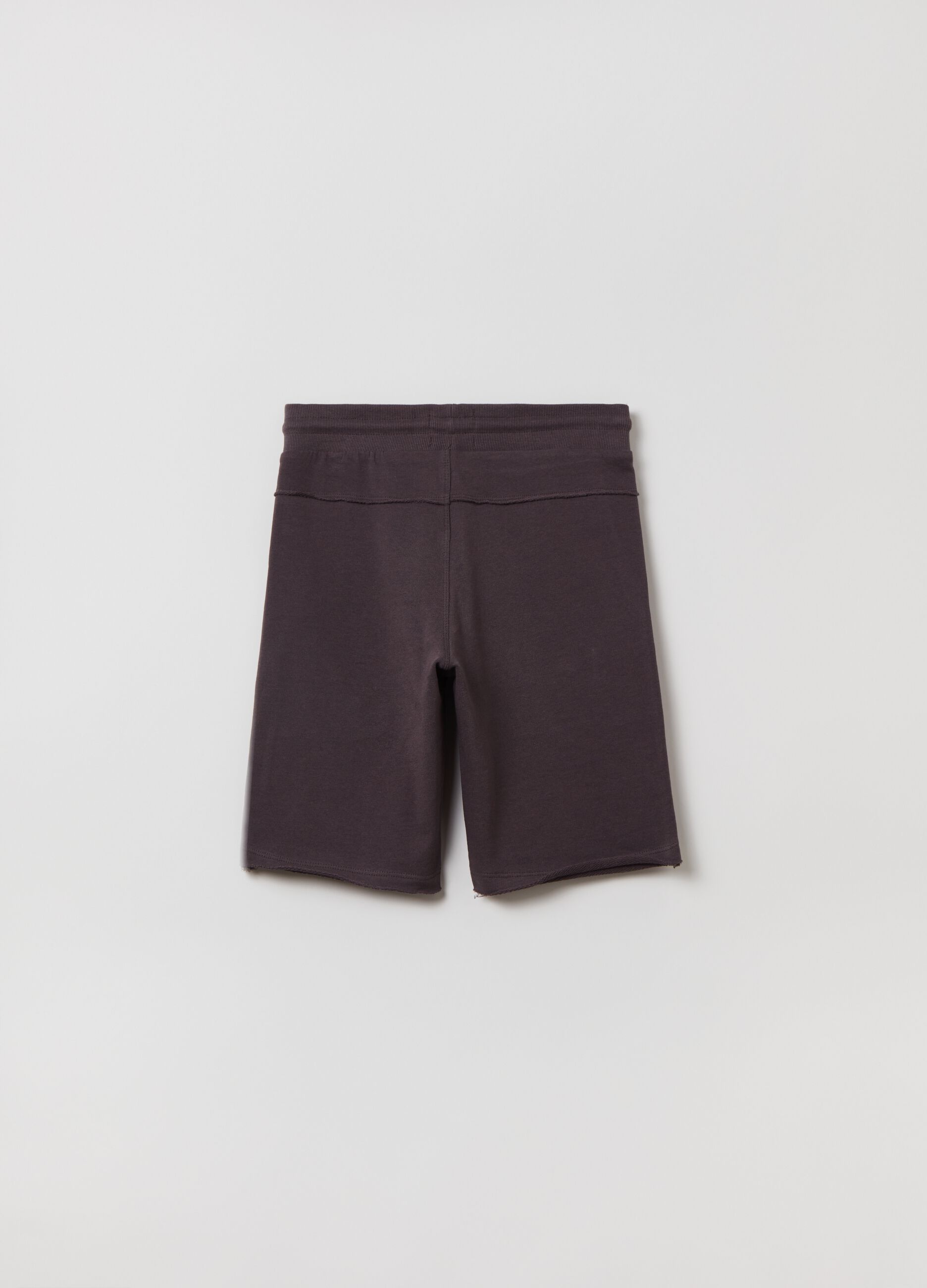 Fleece Bermuda shorts with raw edging