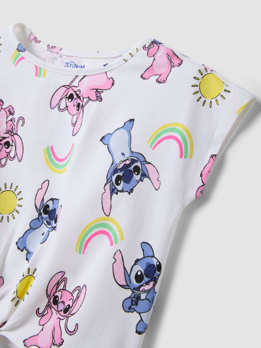 Wei&szlig;es M&auml;dchen-T-Shirt aus Stretch-Baumwolle mit Stitch-Print_3