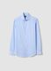 Light blue slim-fit striped cotton-blend shirt_0