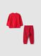 Red crew-neck Christmas pure cotton fleece pyjamas_1
