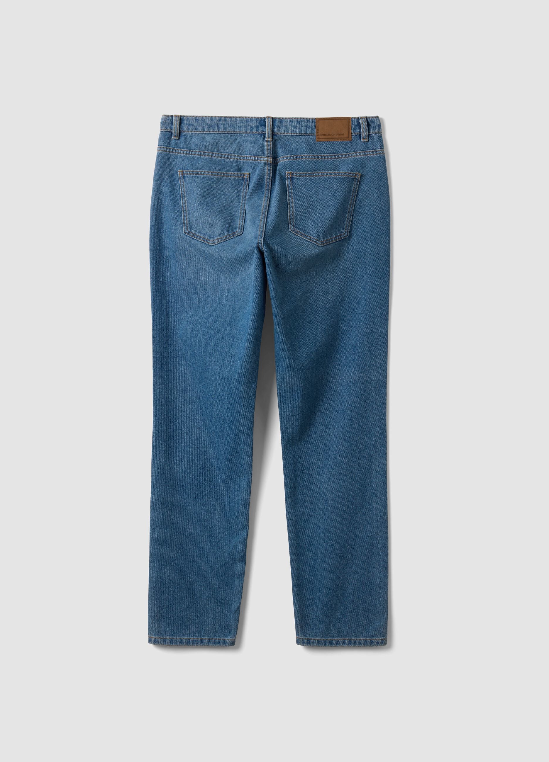 Light blue slim-fit cotton and viscose blend jeans