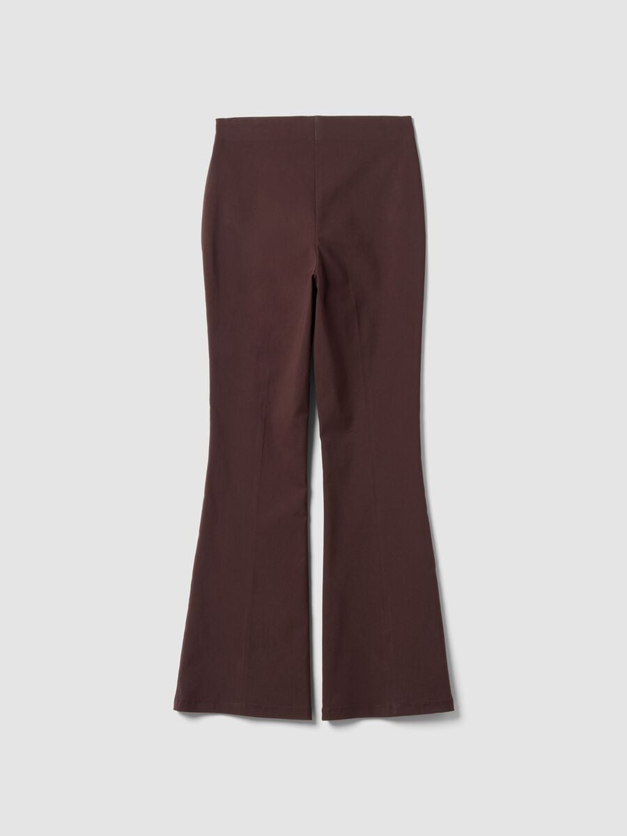 Leggings flare castanhos em viscose el&aacute;stica_6