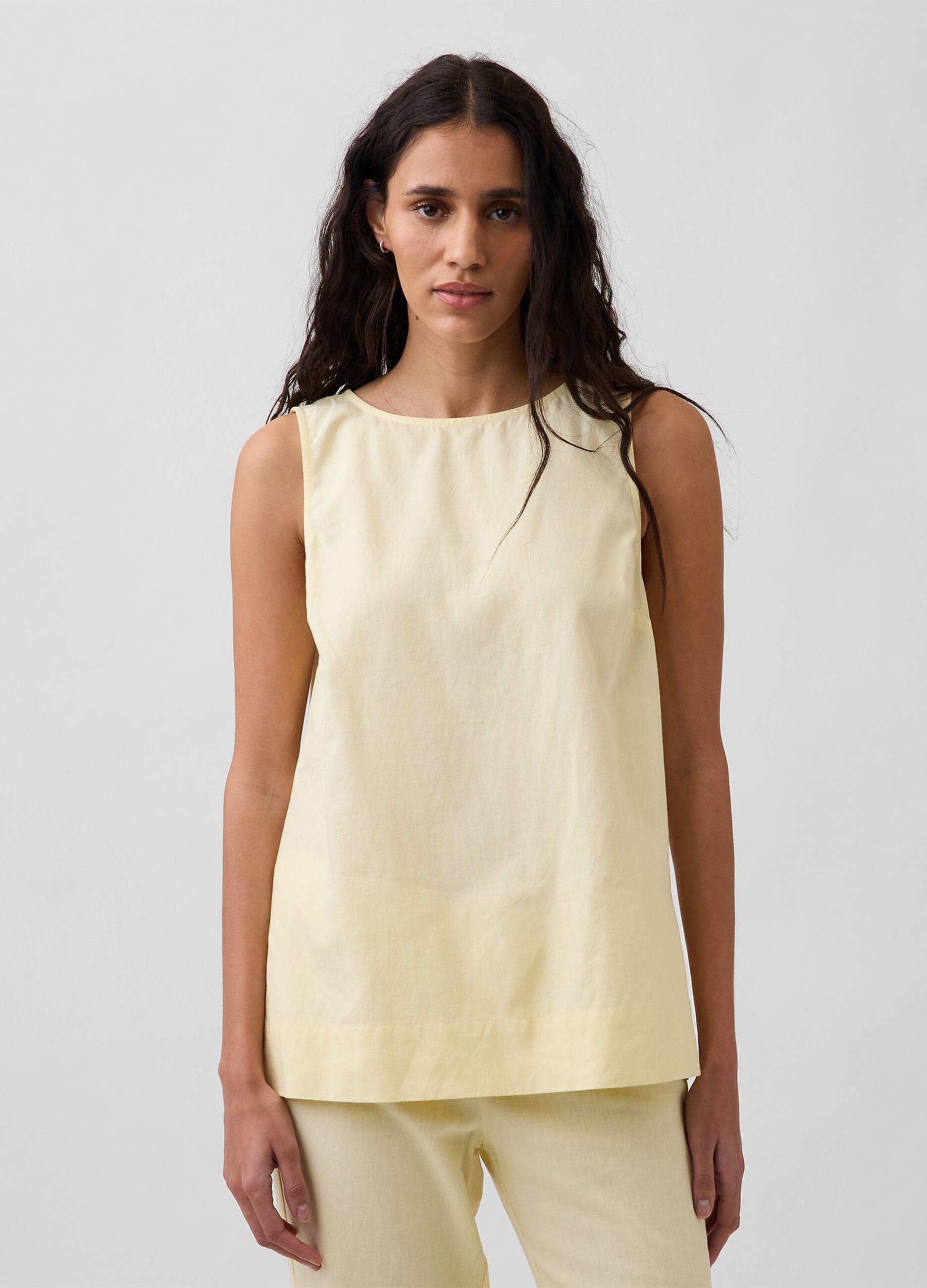 Camiseta de tirantes en mezcla de lino