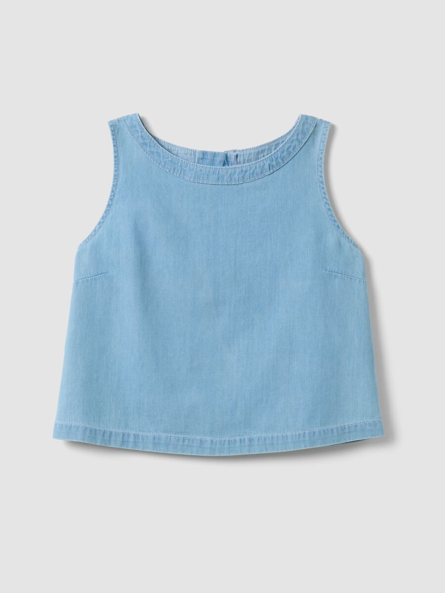 Hellblaue Bluse aus reiner Baumwolle_3