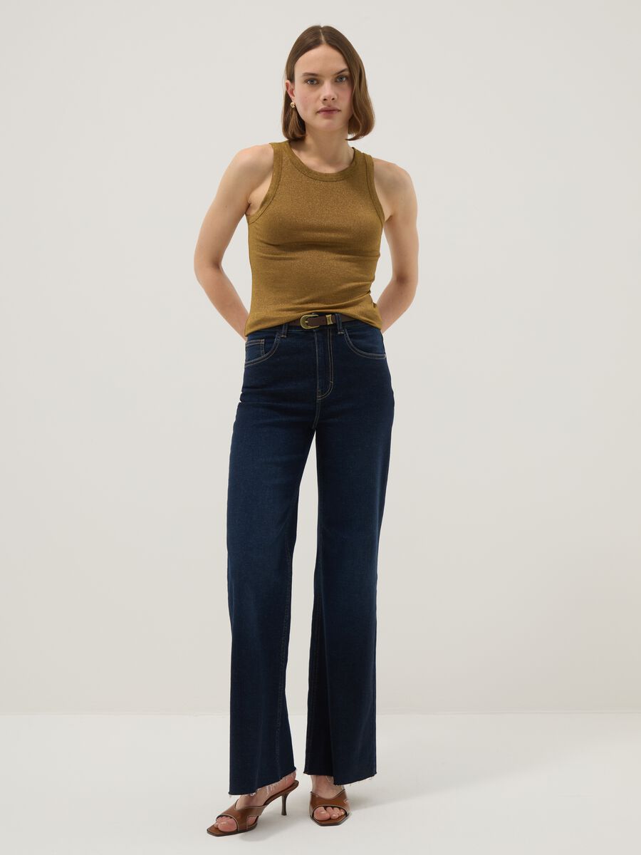 Glitzerndes gelbes Top Regular Fit mit d&uuml;nnen Tr&auml;gern_2