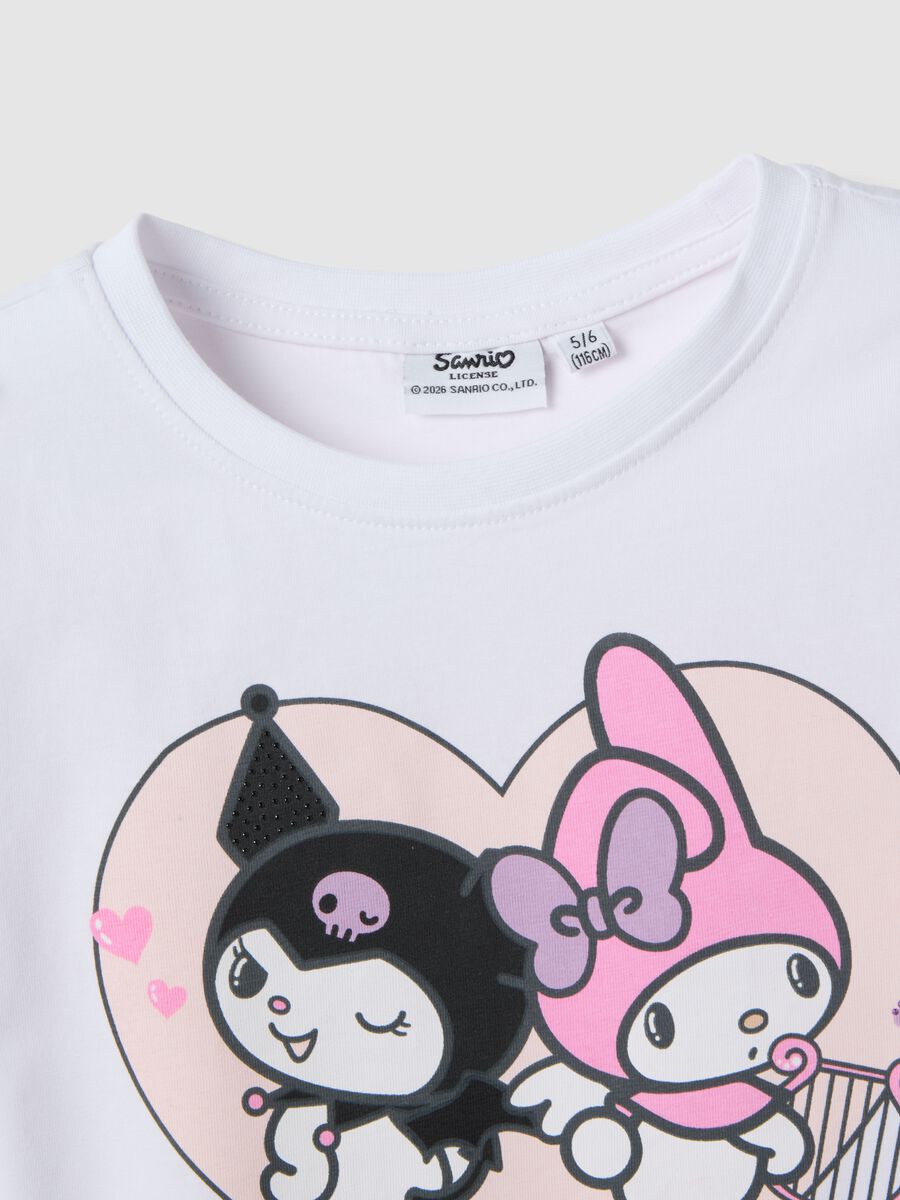 T-shirt in cotone elasticizzato bianca da bambina con Kuromi_3