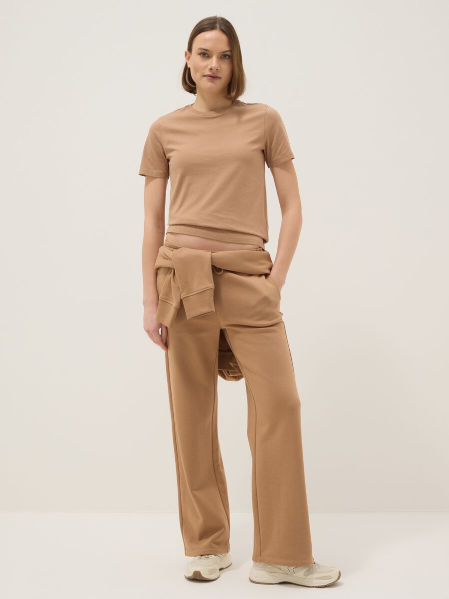 Brown pure cotton crew neck t-shirt regular fit_0