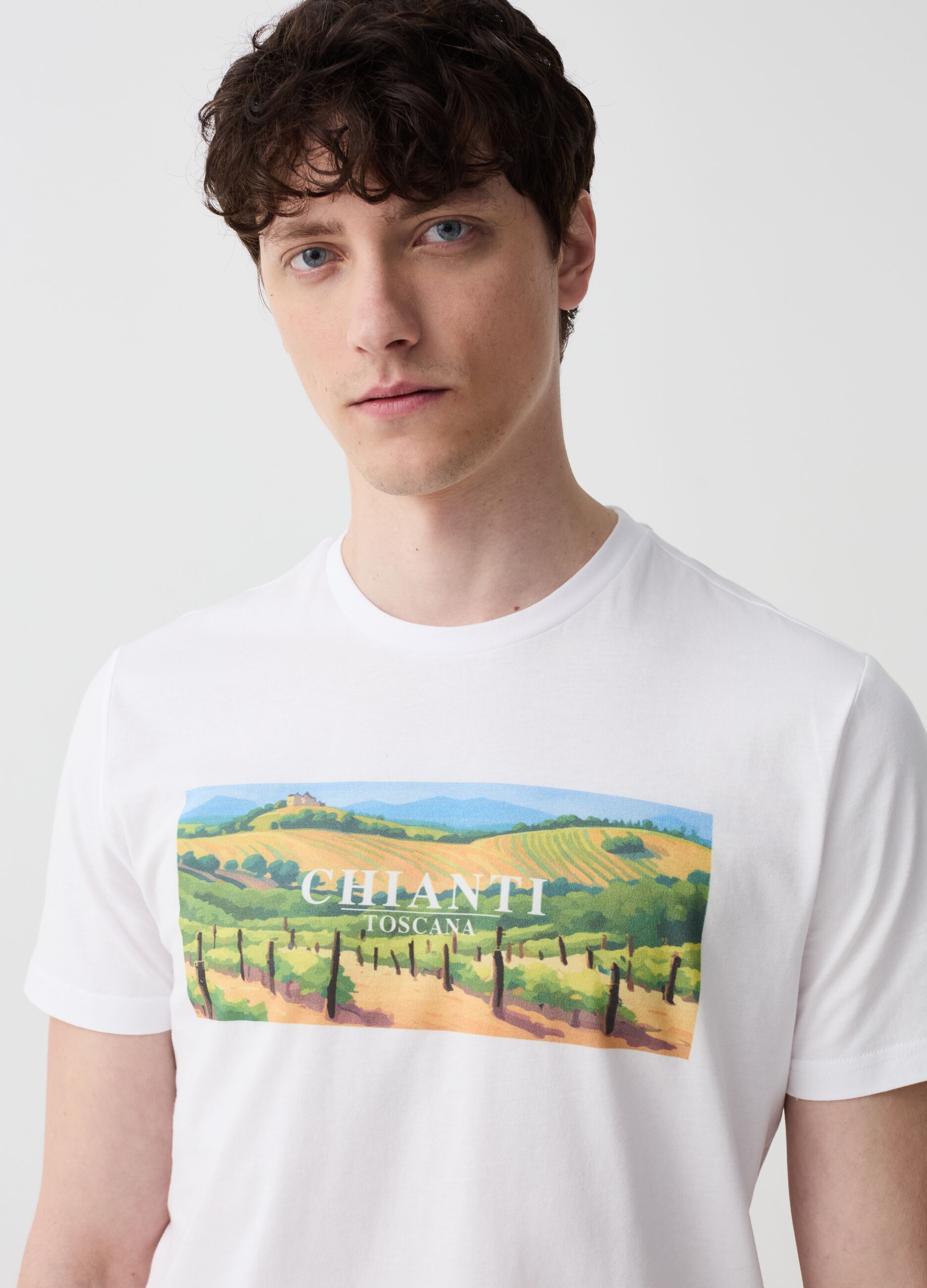 Cotton T-shirt with Chianti print