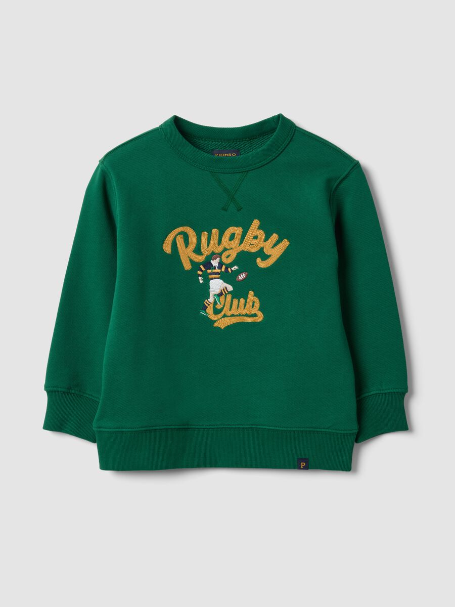 Oversized green sweatshirt in pure organic cotton with college print_3