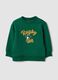 Oversized green sweatshirt in pure organic cotton with college print_3