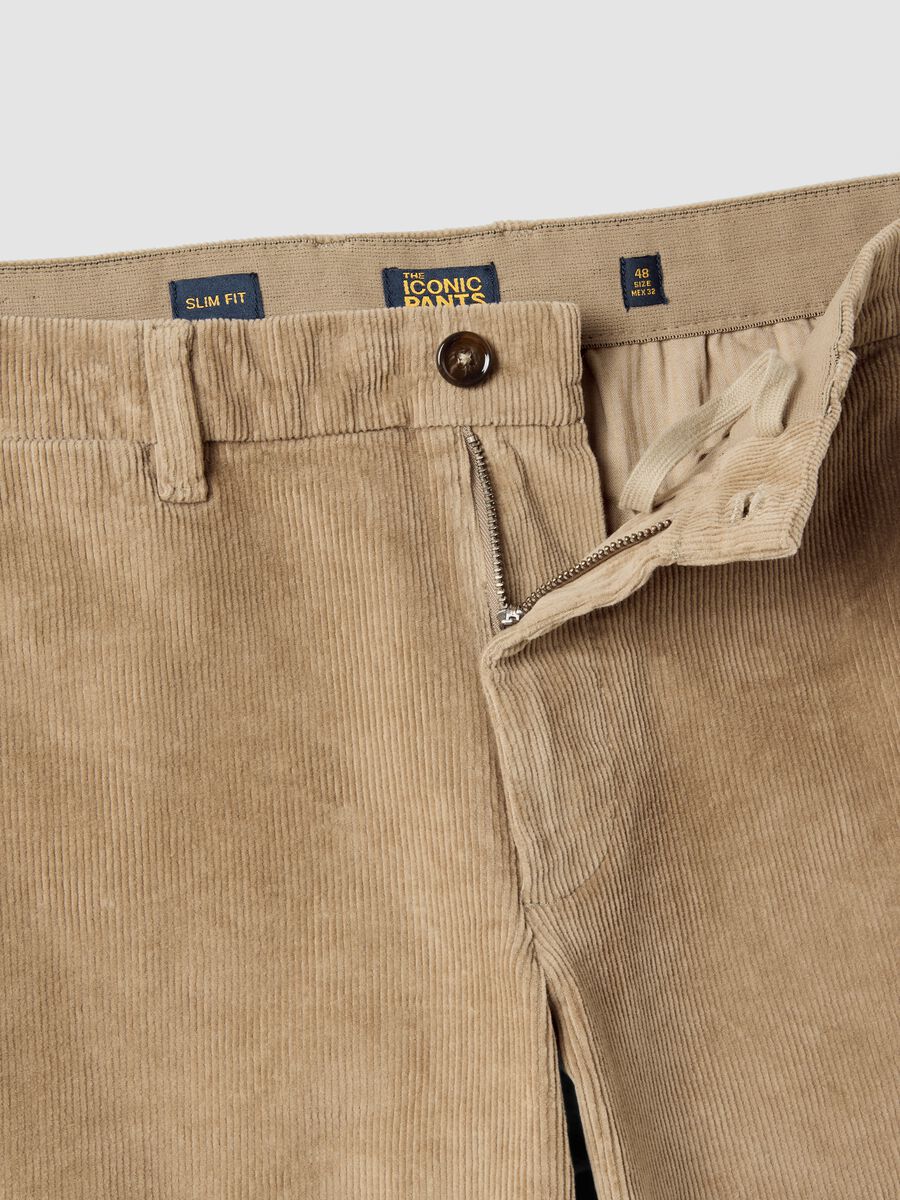 Pantaloni chino beige in cotone elasticizzato slim fit_1