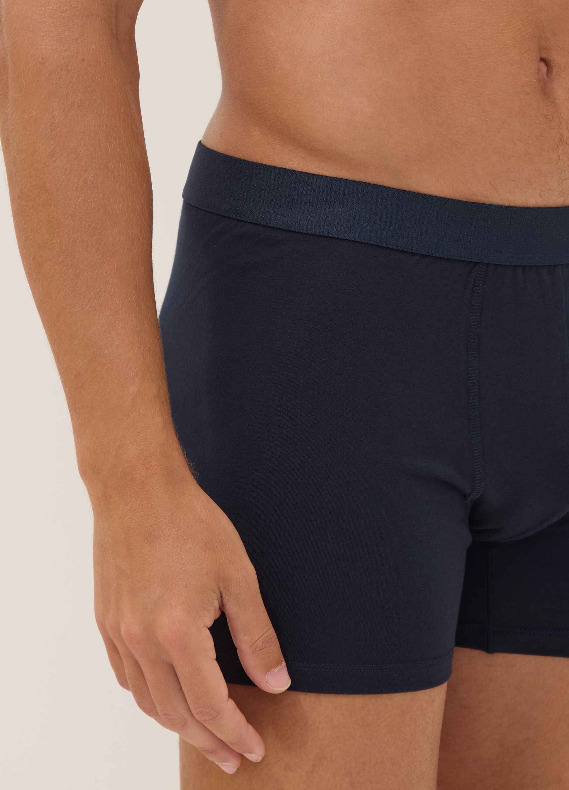 Pack de 3 boxers midi azuis em algod&atilde;o org&acirc;nico