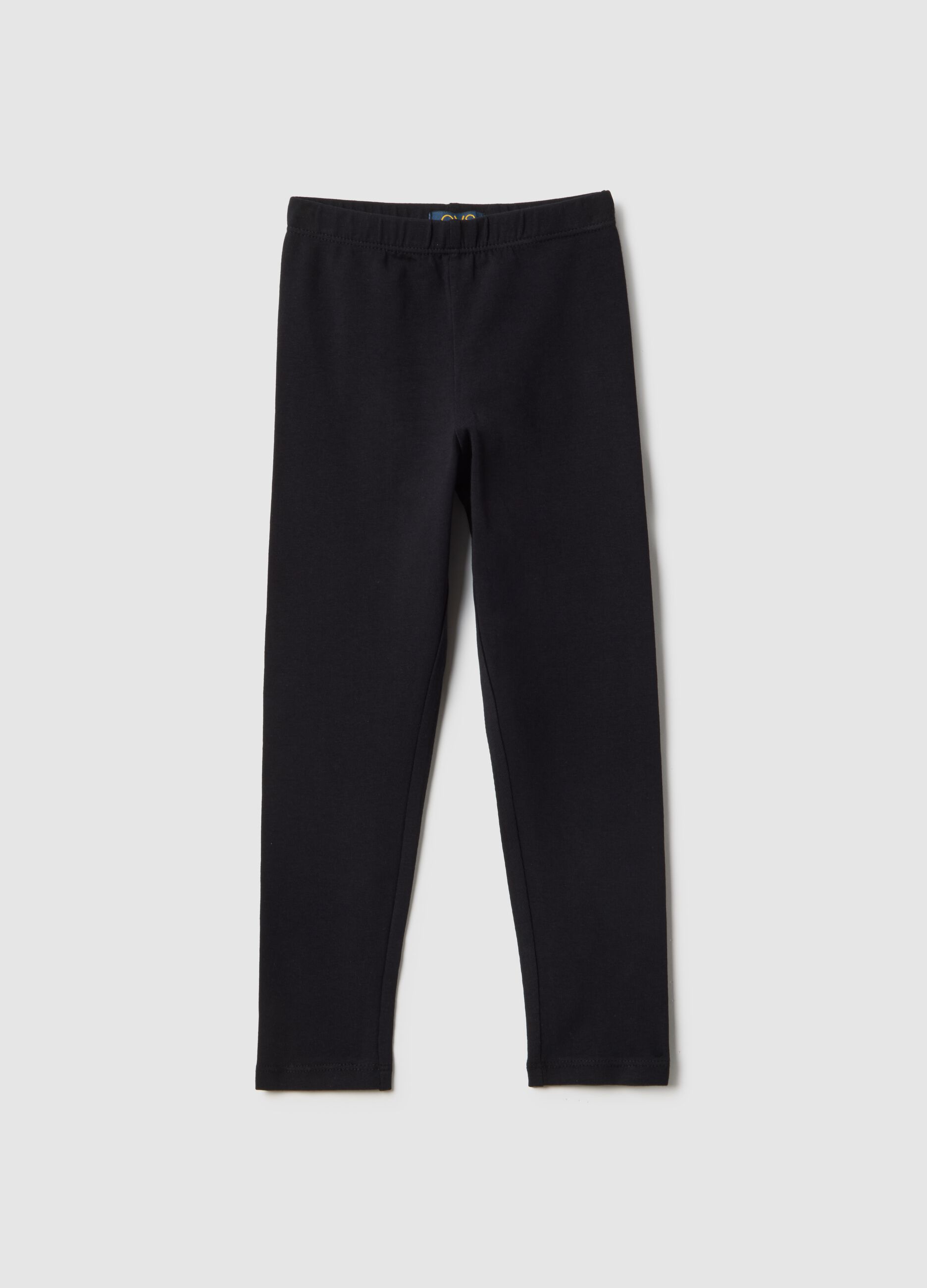 Schwarze Stretch-Baumwoll-Leggings f&uuml;r M&auml;dchen im Slim Fit