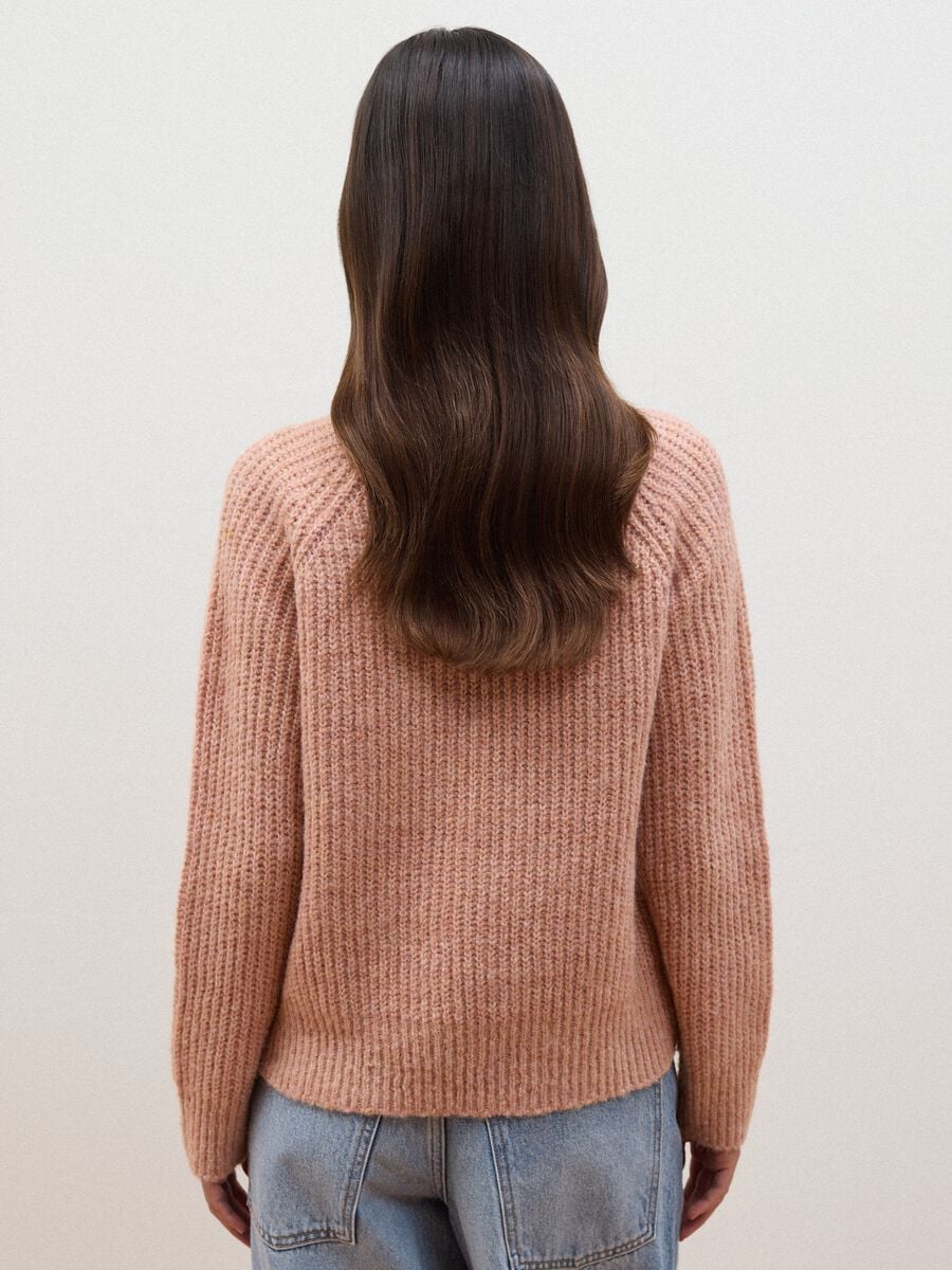 Pink ribbed stretch-wool jumper, regular fit_3
