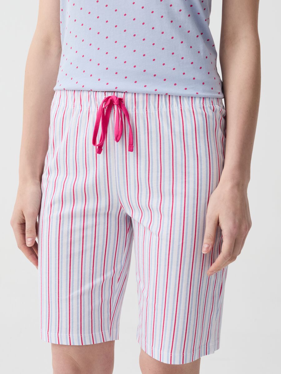 Pantalón pijama corto de rayas multicolor_2