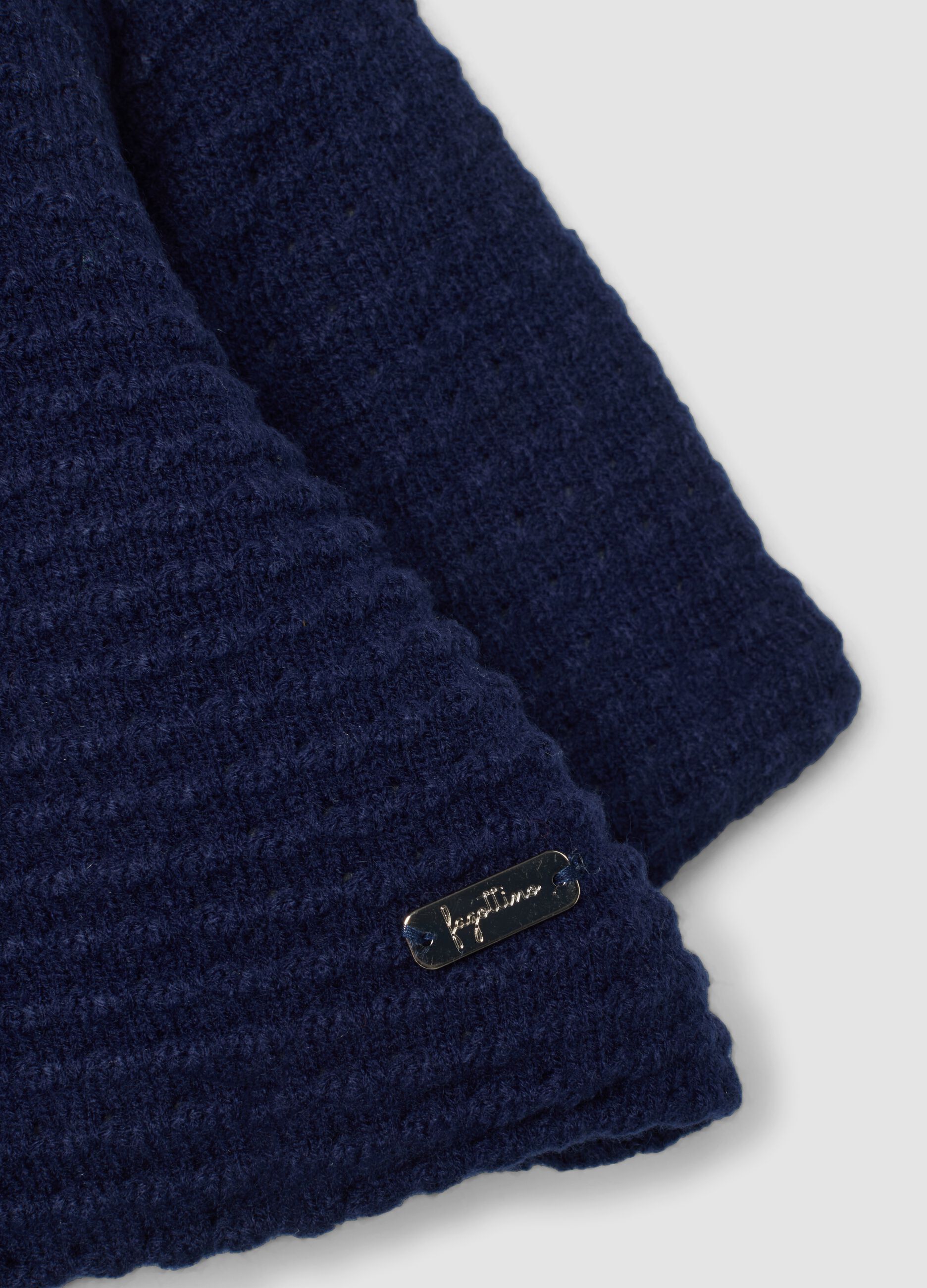 Cappotto blu notte imbottito con collo regular fit con collo effetto peluche