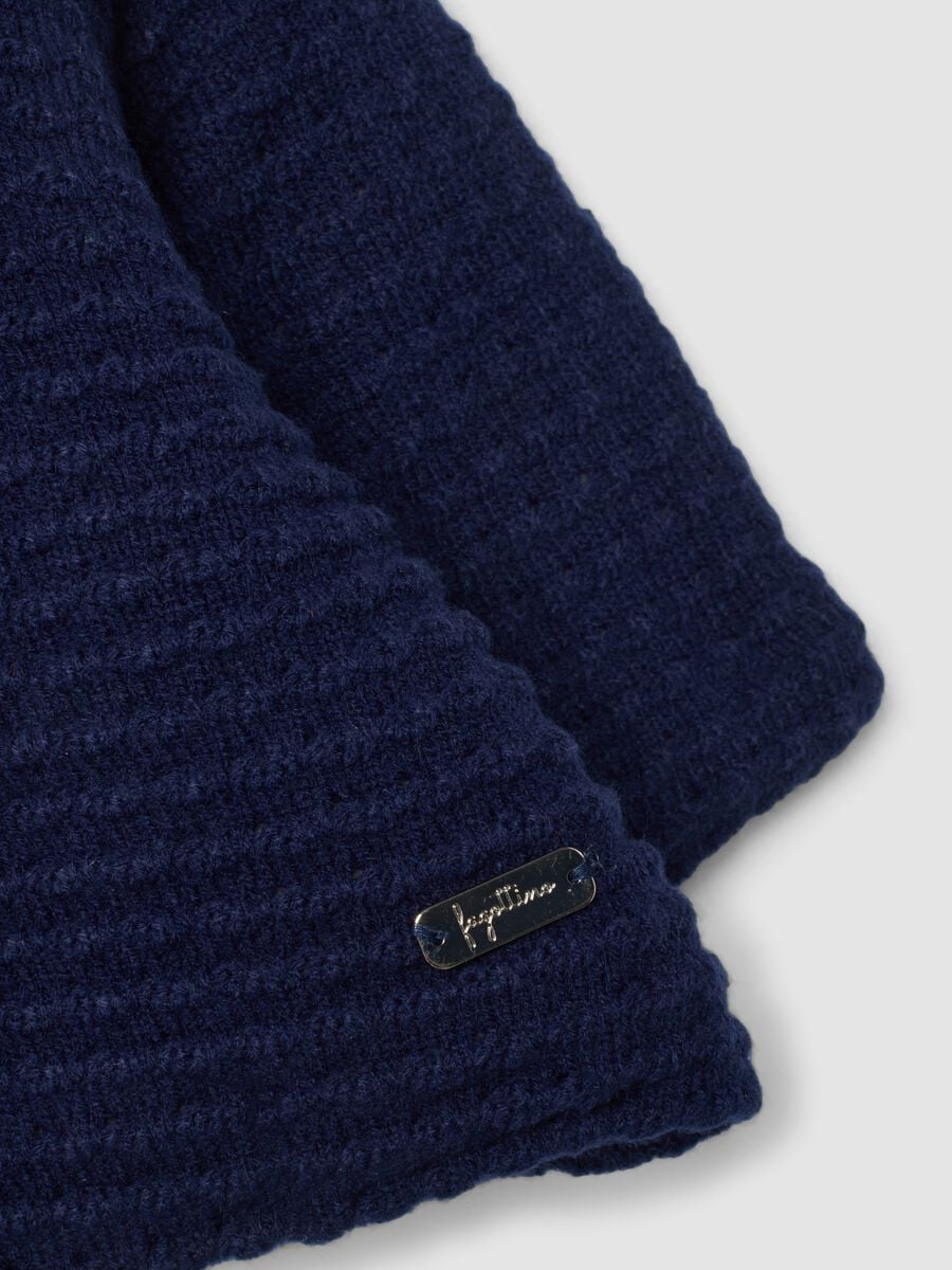 Cappotto blu notte imbottito con collo regular fit con collo effetto peluche_2
