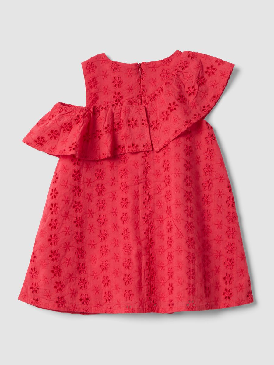Girls' Relaxed Fit Red Cotton Dress with Embroidery_1