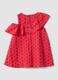 Girls' Relaxed Fit Red Cotton Dress with Embroidery_1