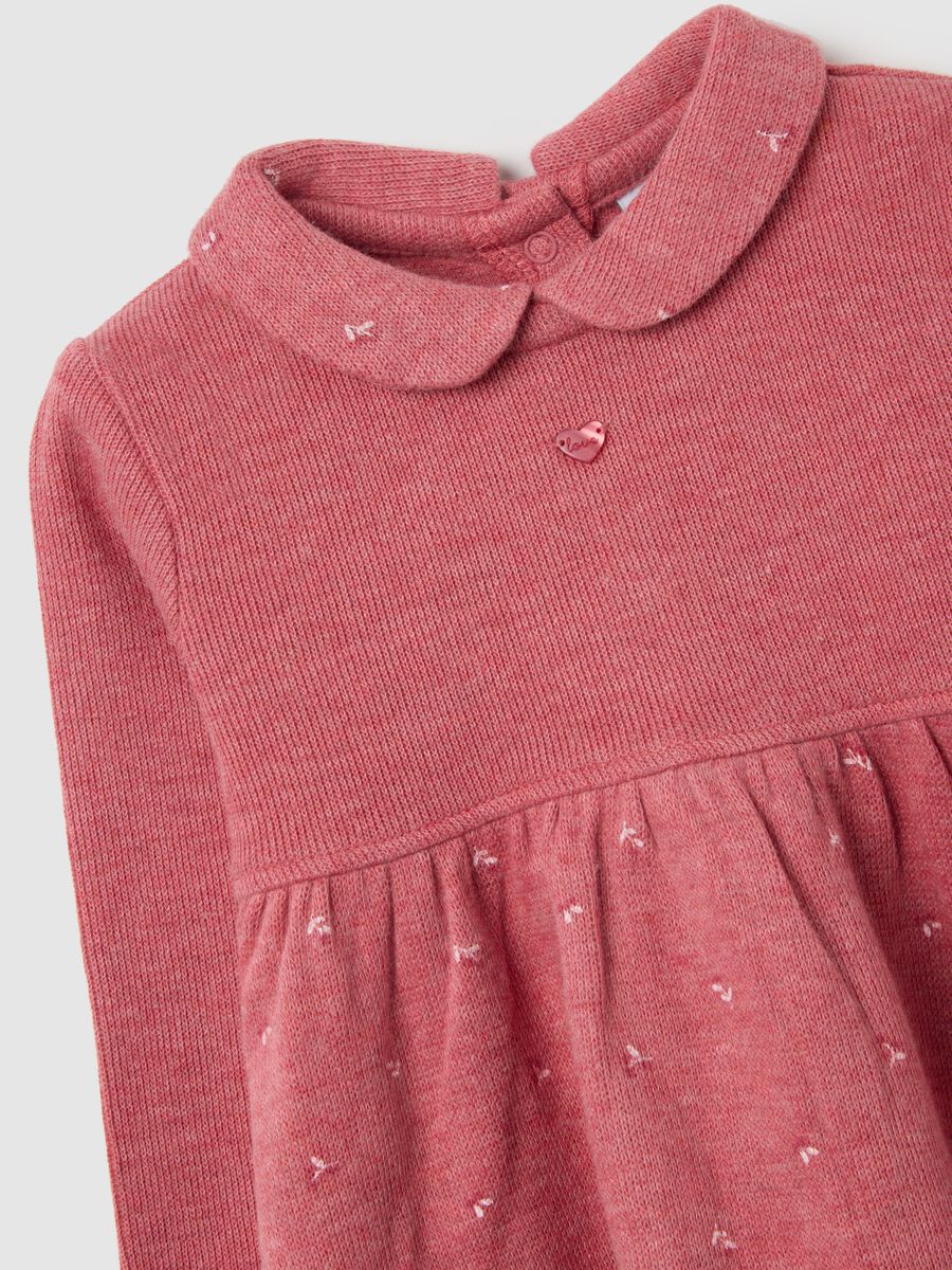 Baby girl's pink dress in pure cotton regular fit with round neck_2