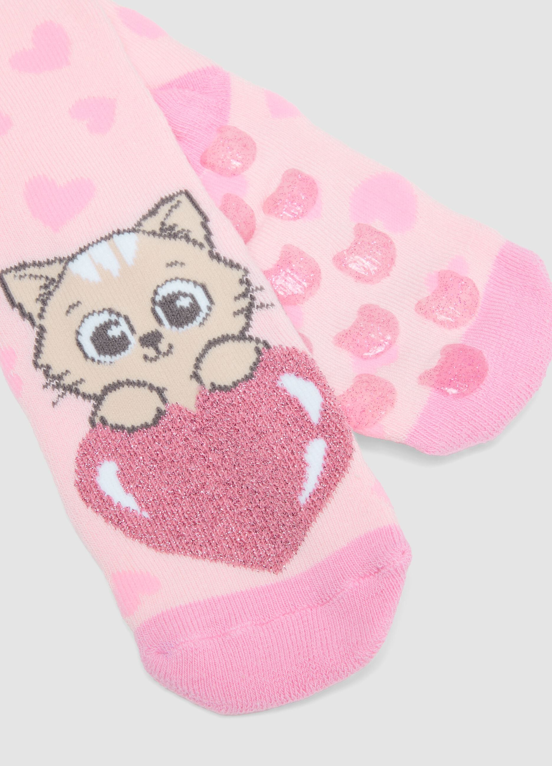 2-pack of girls&rsquo; organic stretch cotton non-slip socks