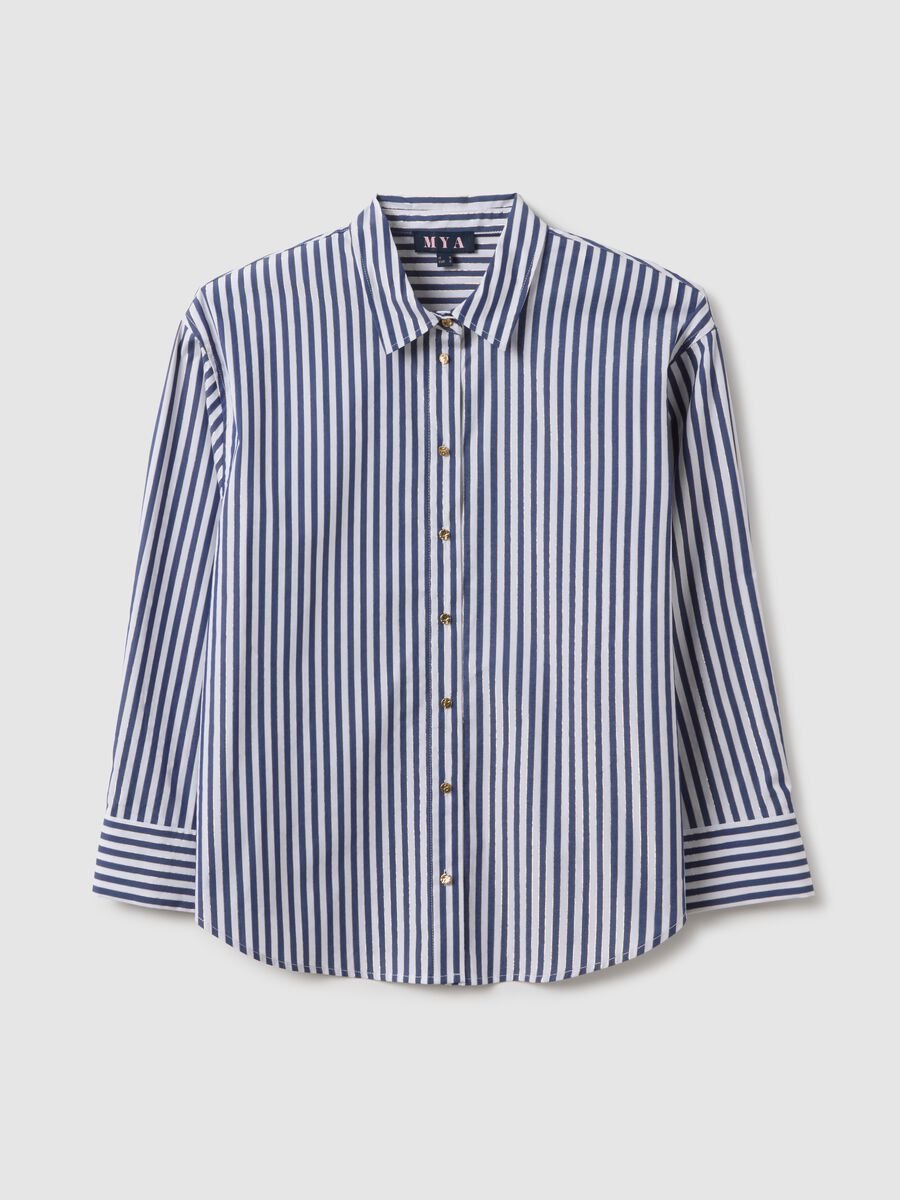 Multicoloured stripe cotton blend shirt regular fit with buttons_4