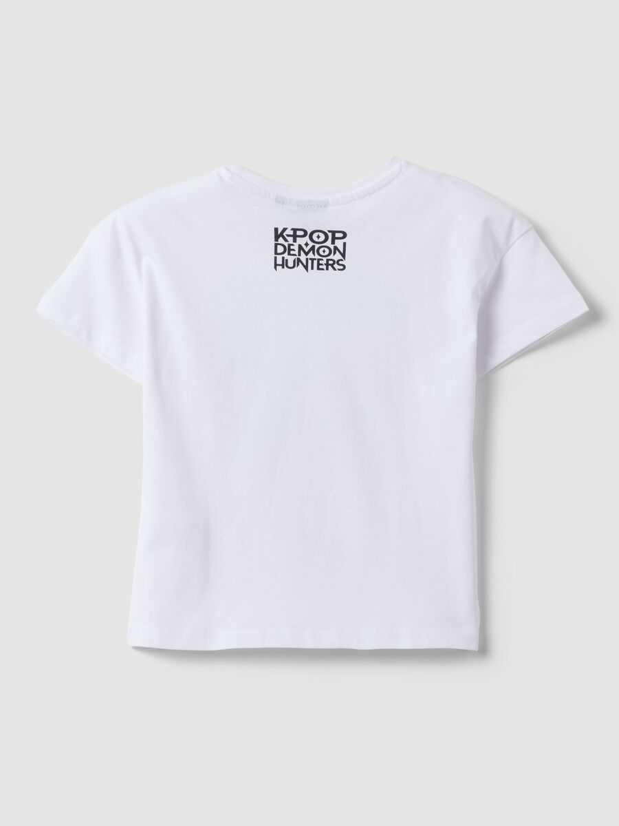 Wei&szlig;es T-Shirt aus reiner Baumwolle mit K-Pop Demon Hunters Print, Regular Fit_1