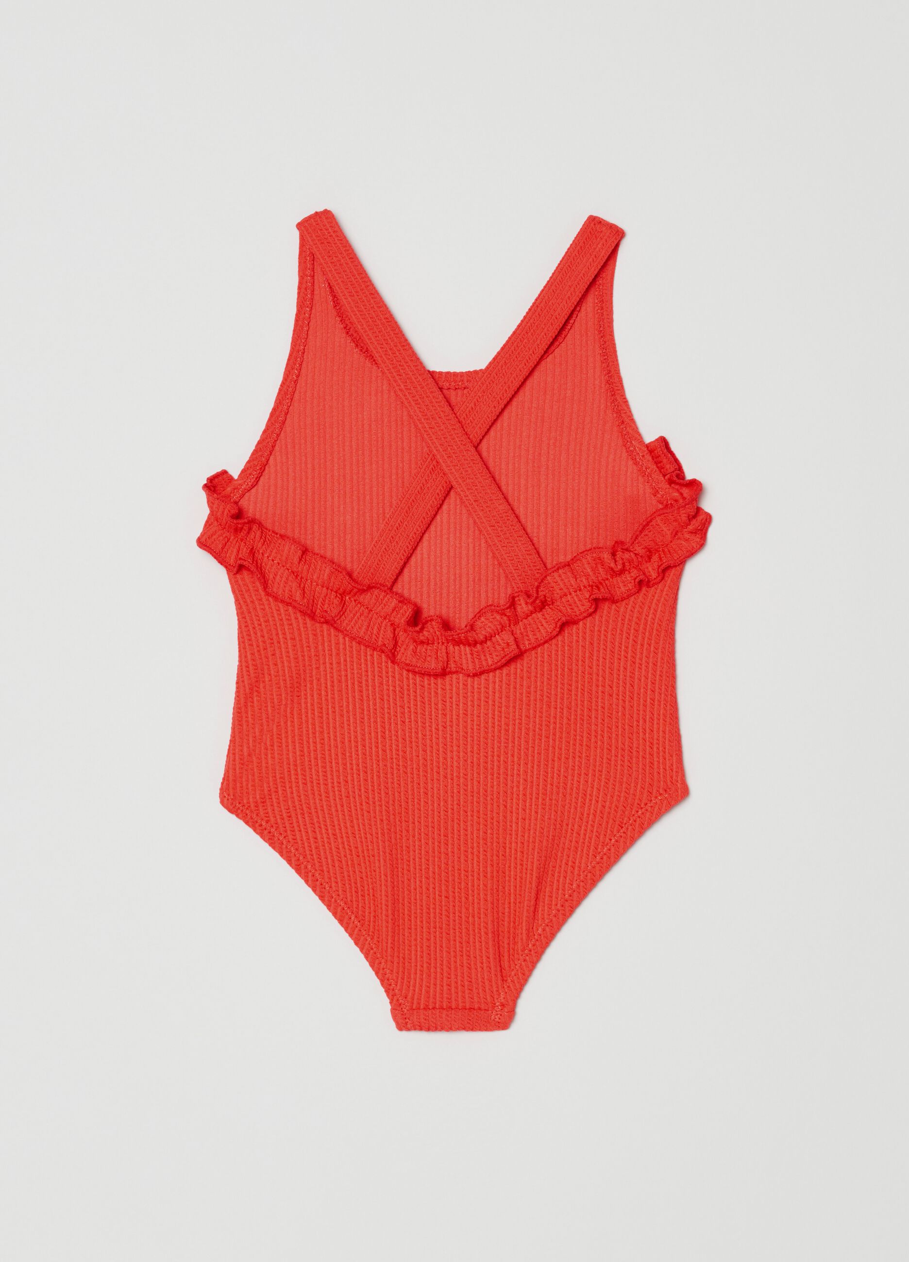 One-piece swimsuit with frills