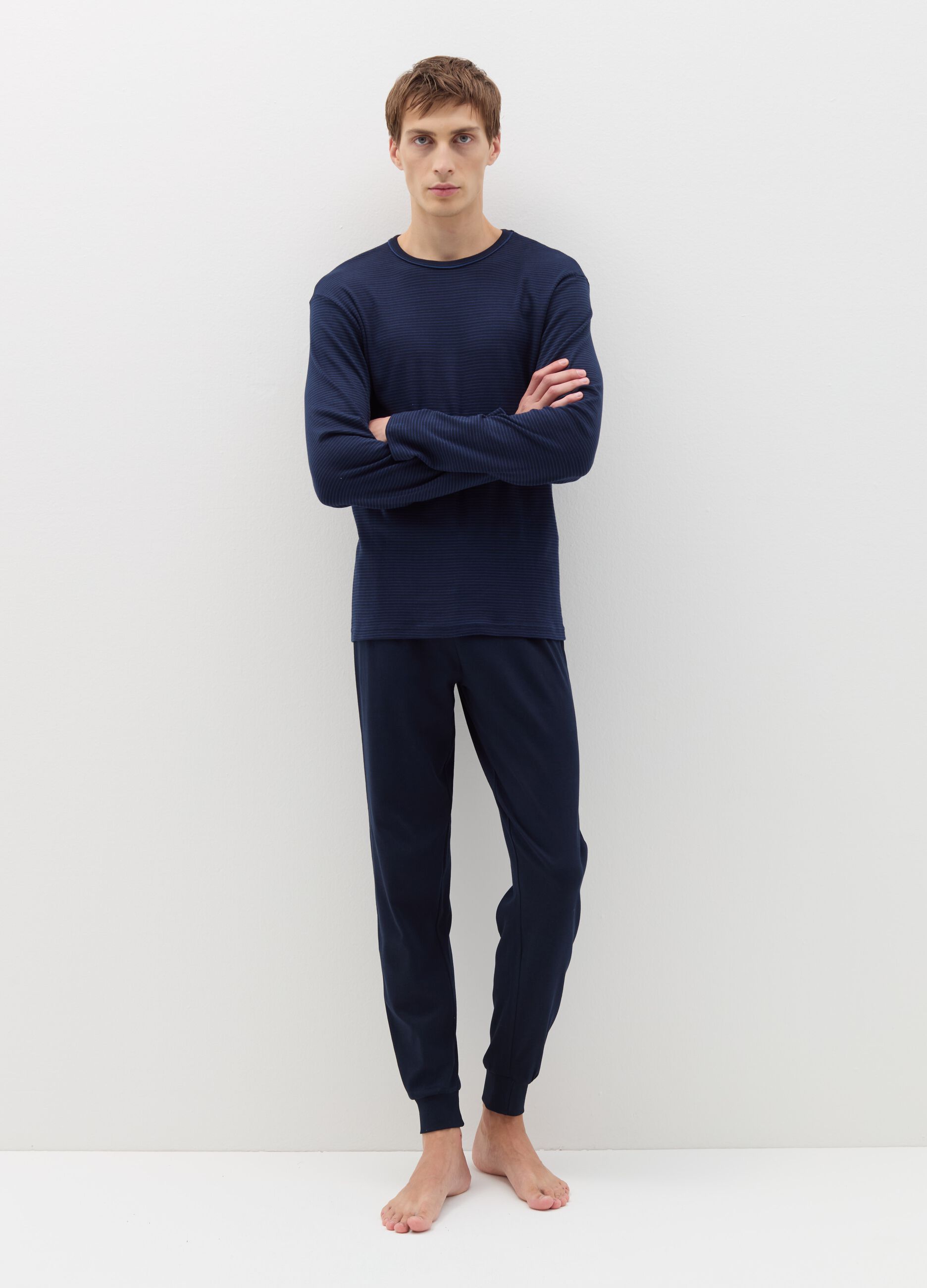 Long pyjamas with striped top