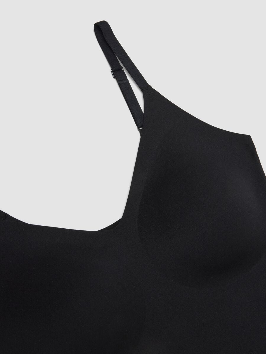 Black stretch-fabric vest top with plunging neckline_5