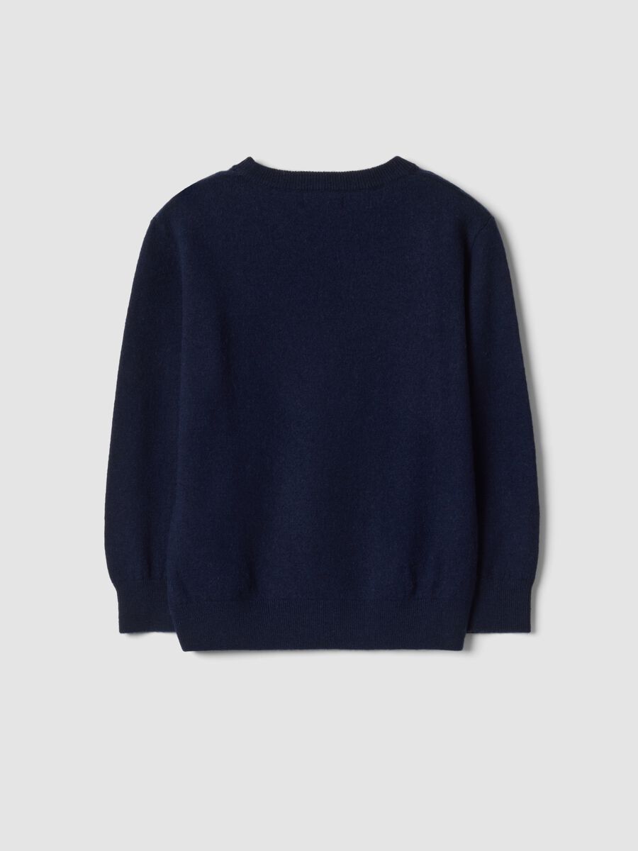 Maglia blu in pura lana a maniche lunghe regular fit_2