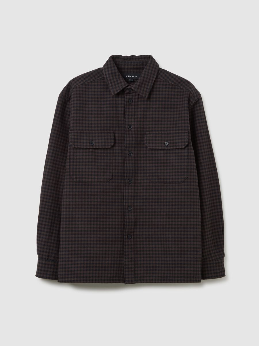 Brown plaid shirt in pure cotton and flannel with regular fit_4